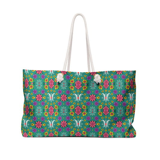 Weekender Bag, Aquarius, Zodiac v3, Flower Pattern