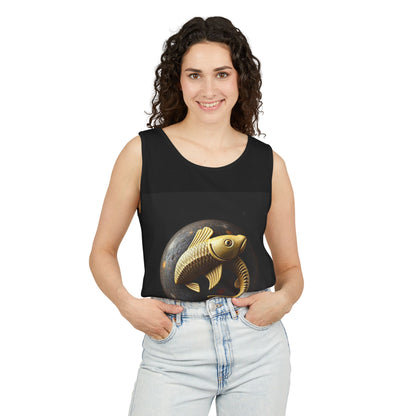 Unisex Garment-Dyed, Tank Top, Pisces Design, Space Animal v1, 100% US cotton