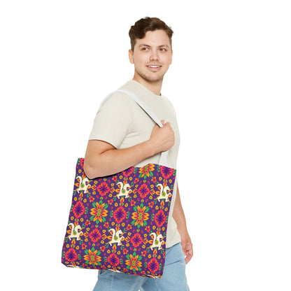 Tote Bag (AOP), Aquarius, Zodiac v2, Flower Pattern
