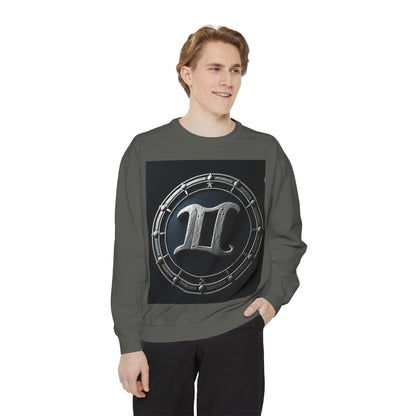 Garment-Dyed Sweatshirt, Unisex, Space Symbol Design v1, Gemini