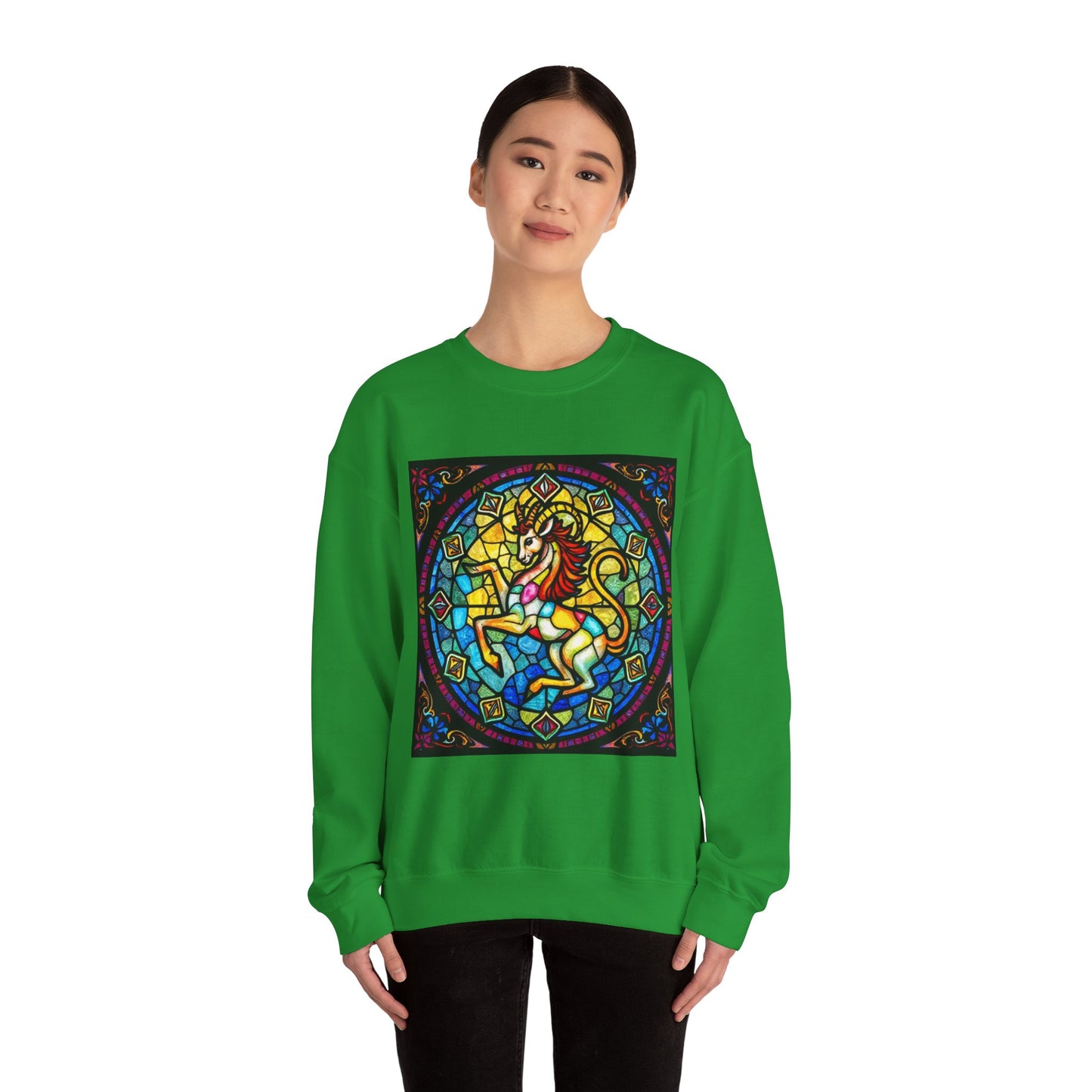 Unisex Heavy Blend™ Crewneck Sweatshirt, Glass, Capricorn Zodiac Design