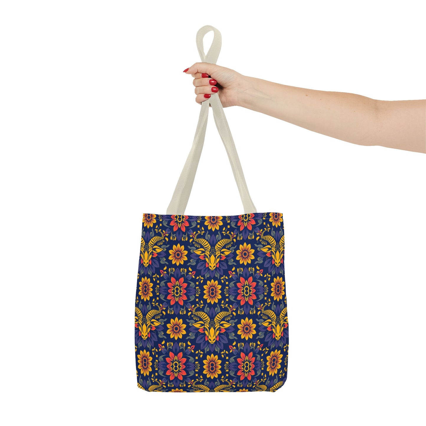Tote Bag, (AOP), Taurus, Zodiac v3, Flower Pattern