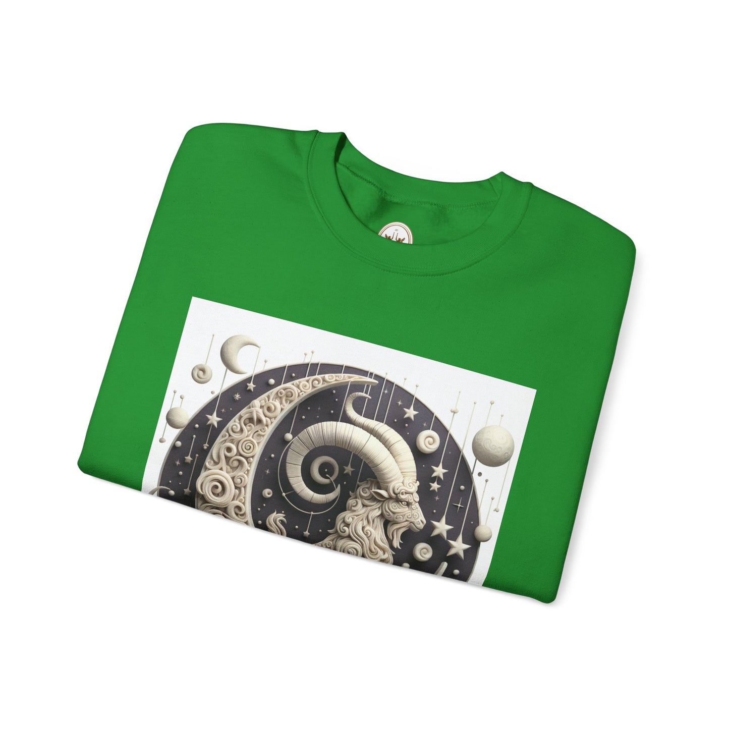 Unisex Heavy Blend™ Crewneck Sweatshirt, Stone Moon, Capricorn Zodiac Design