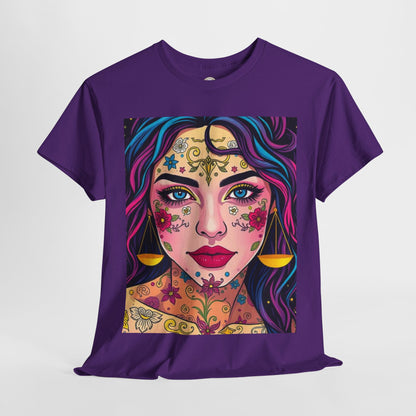 Unisex Heavy Cotton T-Shirt, Libra, Zodiac v4, Sexy Art