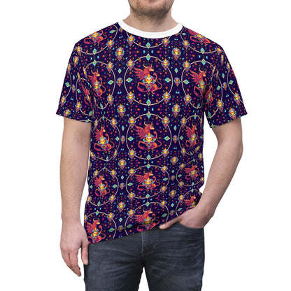 Unisex Cut & Sew T-Shirt, (AOP), Virgo, Zodiac v4, Jewels Pattern