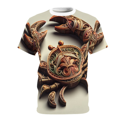 Unisex Cut & Sew T-Shirt (AOP), Artifact Crab, Cancer Zodiac Design, Regular fit, 100% Polyester