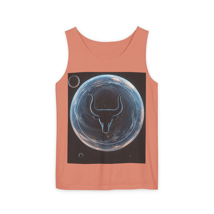 Unisex Garment-Dyed, Tank Top, Taurus Design, Planet Animal v1, 100% US cotton