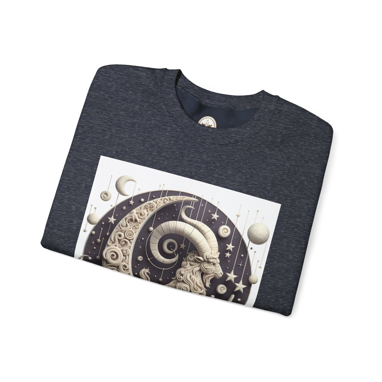 Unisex Heavy Blend™ Crewneck Sweatshirt, Stone Moon, Capricorn Zodiac Design