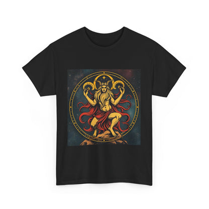 Unisex Heavy Cotton T-Shirt, Aries God 2v, Zodiac Design