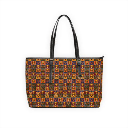 Leather Shoulder Bag, Leo, Zodiac v2, Shapes Pattern