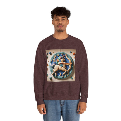 Unisex Heavy Blend™ Crewneck Sweatshirt, Colorful Horse, Sagittarius Zodiac Design