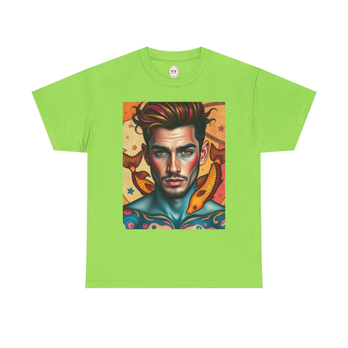 Unisex Heavy Cotton T-Shirt, Pisces, Zodiac v2, Sexy Art