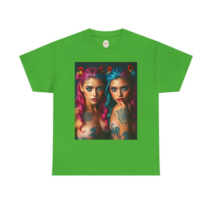 Unisex Heavy Cotton T-Shirt, Gemini, Zodiac v1, Sexy Art