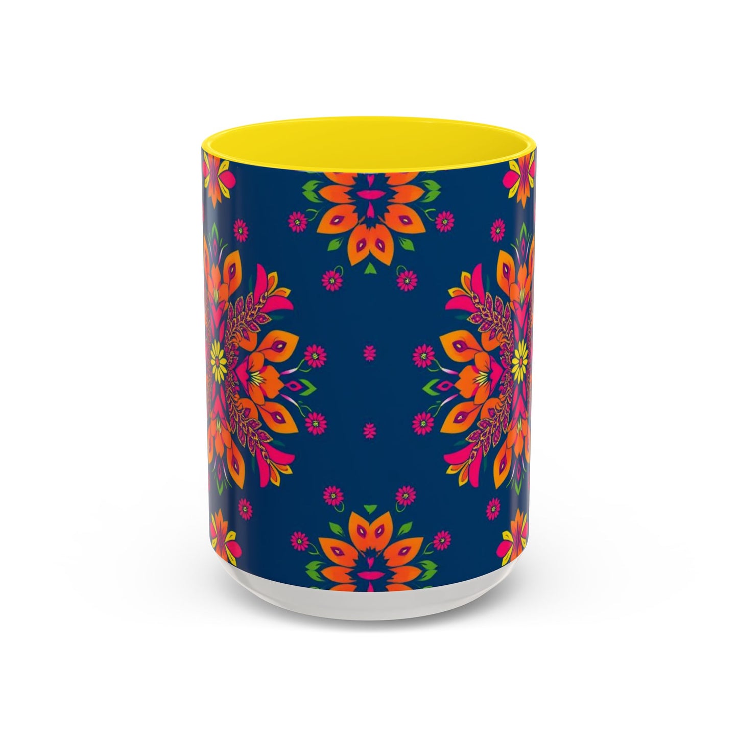 Accent Coffee Mug, Gemini, Zodiac v2, Flower Pattern, (11, 15oz)