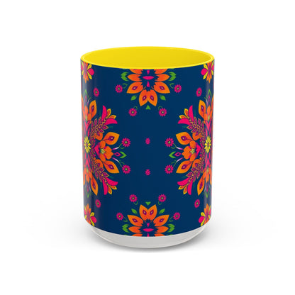 Accent Coffee Mug, Gemini, Zodiac v2, Flower Pattern, (11, 15oz)