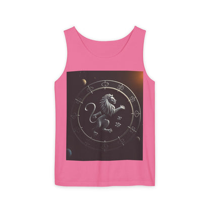 Unisex Garment-Dyed, Tank Top, Leo Design, Space Animal, 100% US cotton