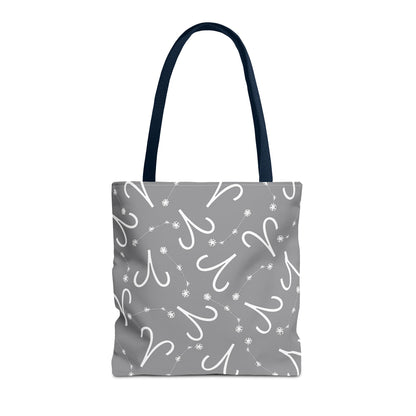 Tote Bag, Aries Zodiac Sign, AOP, (Grey, White)