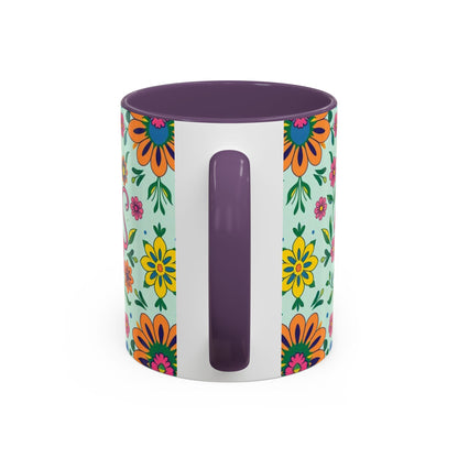 Accent Coffee Mug, Aquarius, Zodiac, Flower Pattern, (11, 15oz)