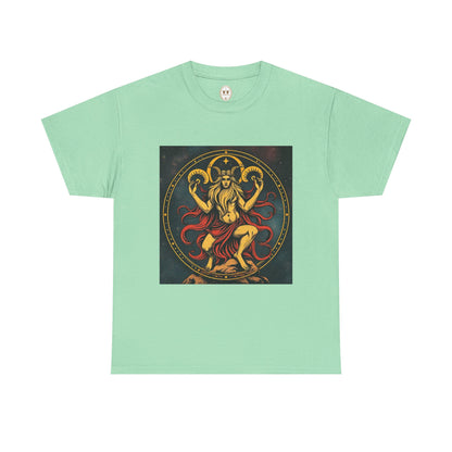 Unisex Heavy Cotton T-Shirt, Aries God 2v, Zodiac Design