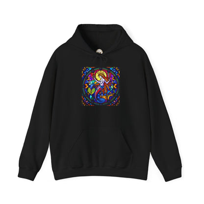 Unisex Heavy Blend™ Hooded Sweatshirt with glass Aquarius zodiac design