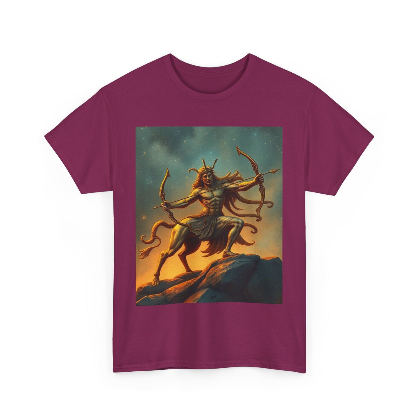 Unisex Heavy Cotton T-Shirt, Arrow Centaur, Sagittarius Zodiac Design