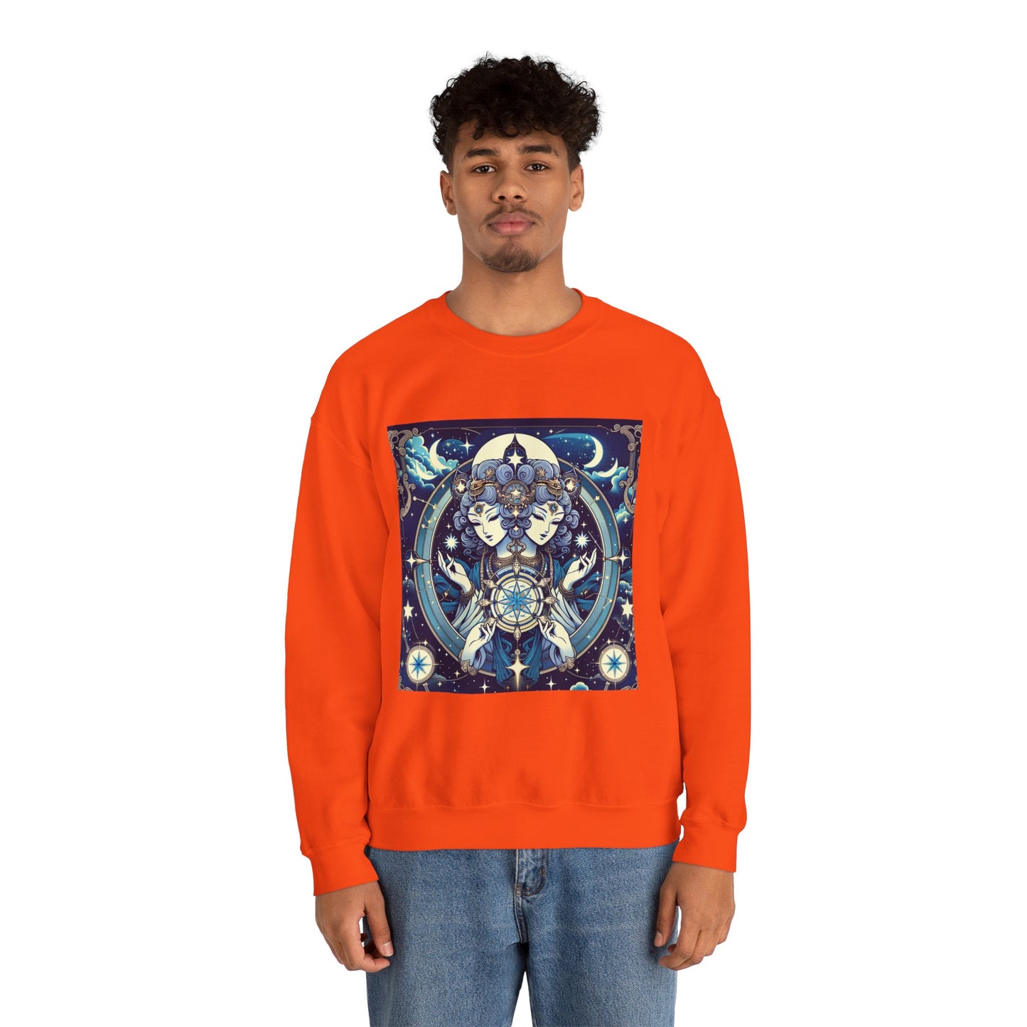 Unisex Heavy Blend™ Crewneck Sweatshirt,Twin Body, Gemini Zodiac Design