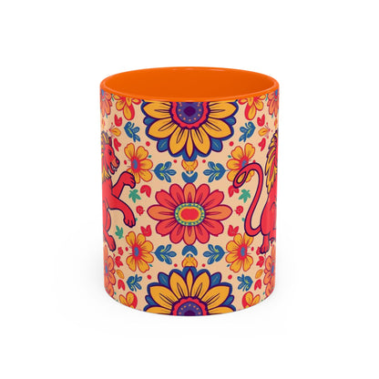 Accent Coffee Mug, Leo, Zodiac, Flower Pattern, (11, 15oz)
