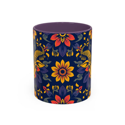 Accent Coffee Mug, Taurus, Zodiac v1. Flower Pattern, (11, 15oz)