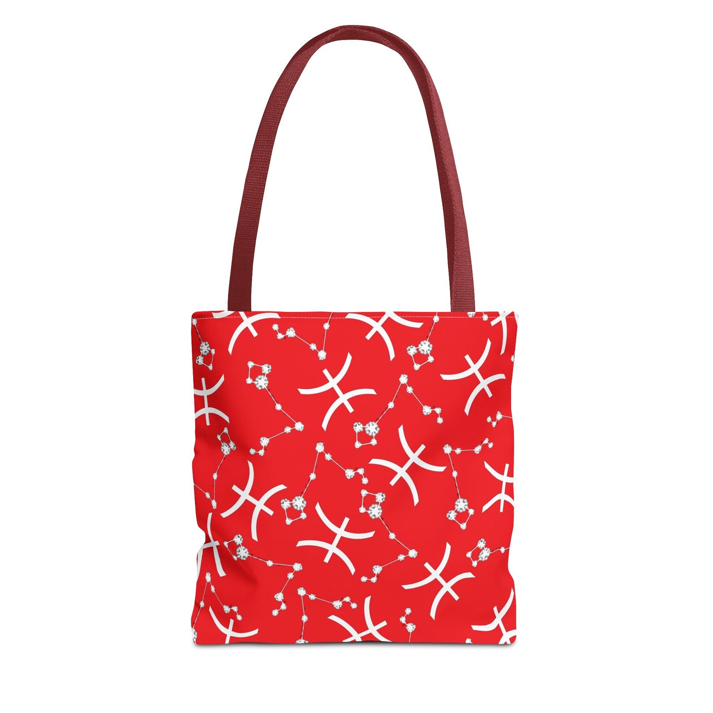 Tote Bag, Pisces Zodiac Sign, AOP, (Red, White)