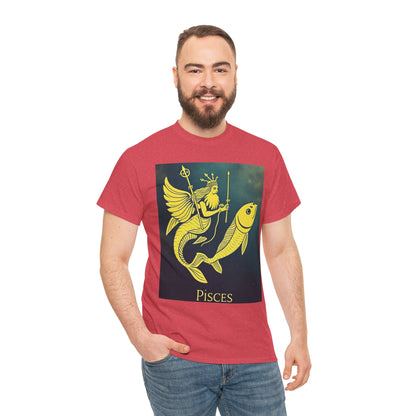 Unisex Heavy Cotton T-Shirt, Pisces Quuen v1, Zodiac Design
