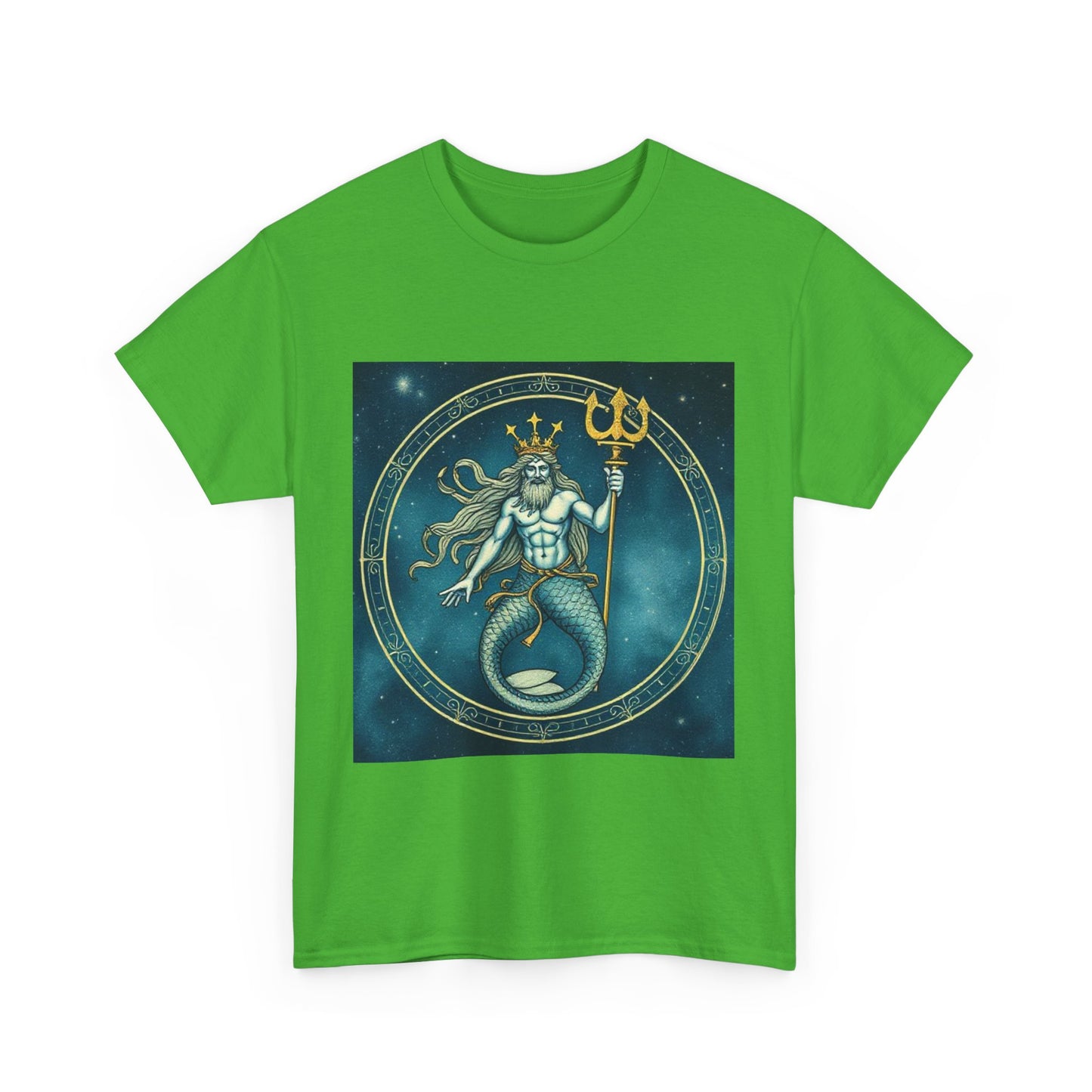 Unisex Heavy Cotton T-Shirt, Aquarius God 6v, Zodiac Design