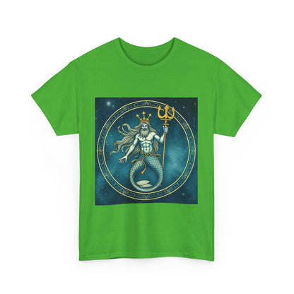 Unisex Heavy Cotton T-Shirt, Aquarius God 6v, Zodiac Design