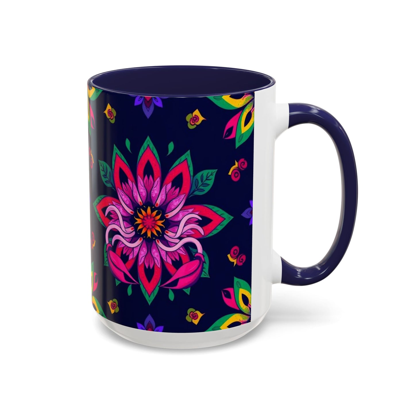 Accent Coffee Mug, Scorpio, Zodiac v4. Flower Pattern, (11, 15oz)