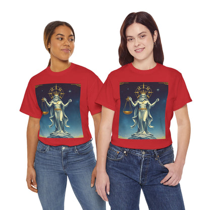 Unisex Heavy Cotton T-Shirt, Space, Libra God, Zodiac Design