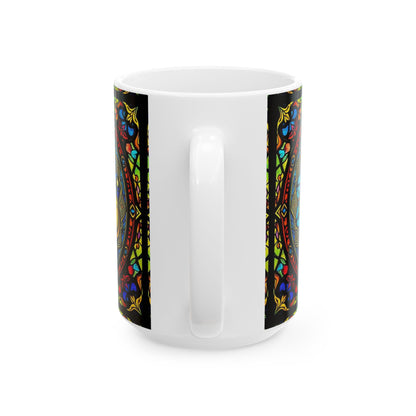 Ceramic Mug, (11oz, 15oz), Ceramic Coffee Mug, AOP, Glass Design v1, Taurus Zodiac