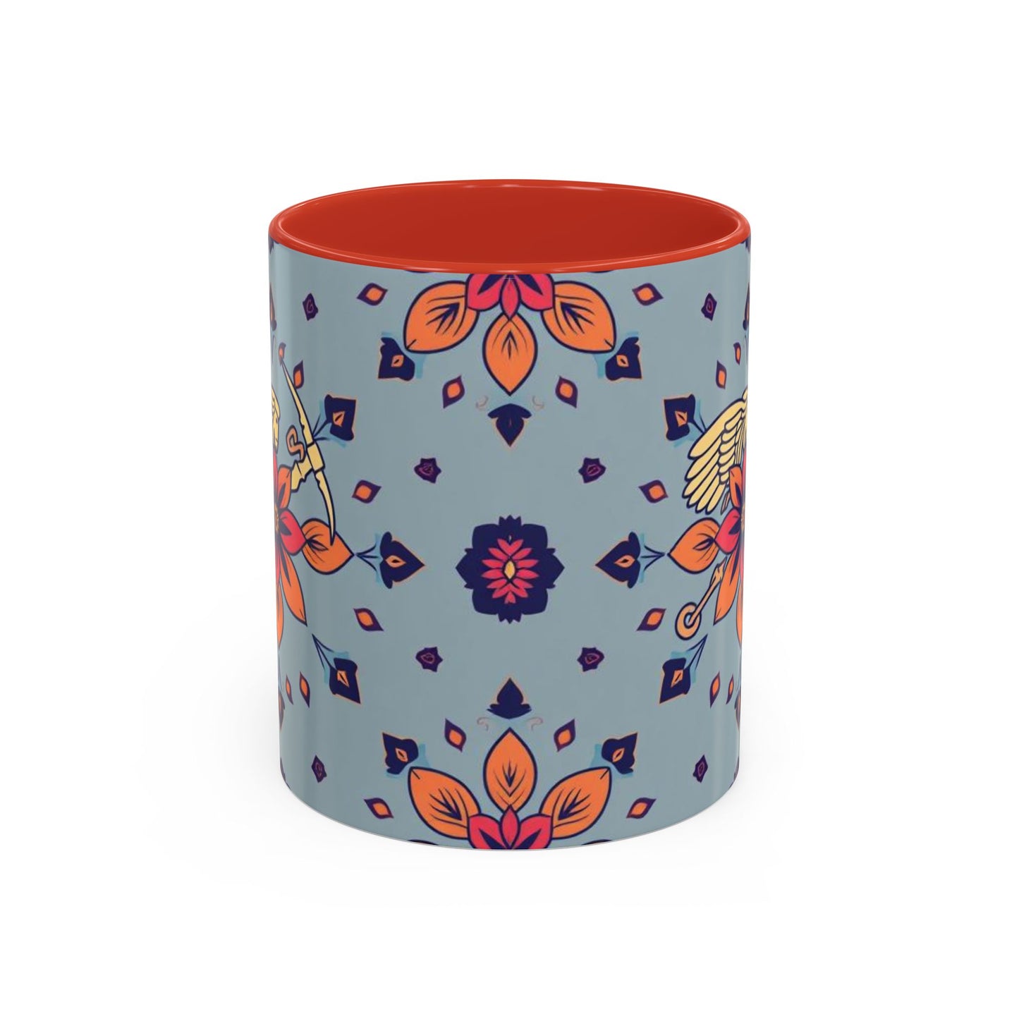 Accent Coffee Mug, Sagittarius, Zodiac v3. Flower Pattern, (11, 15oz)