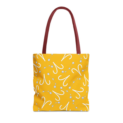 Tote Bag, Aries Zodiac Sign, AOP, (Yellow, White)