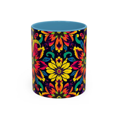 Accent Coffee Mug, Capricorn, Zodiac v4, Flower Pattern, (11, 15oz)