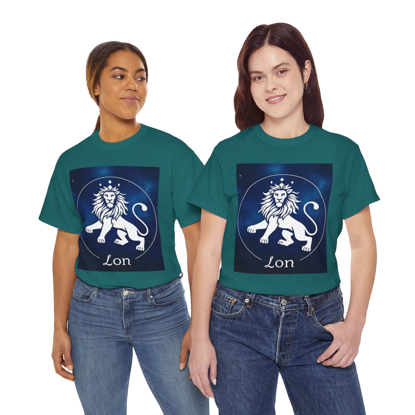 Unisex Heavy Cotton T-Shirt, Space Lion v1, Leo Zodiac Design