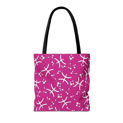Tote Bag, Pisces Zodiac Sign, AOP, (Pink, White)
