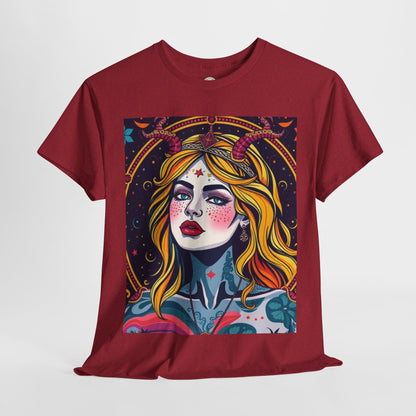 Unisex Heavy Cotton T-Shirt, Virgo, Zodiac v2, Sexy Art