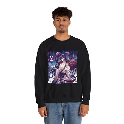 Unisex Heavy Blend™ Crewneck Sweatshirt, Scorpio Zodiac Design, purple scorpion anime