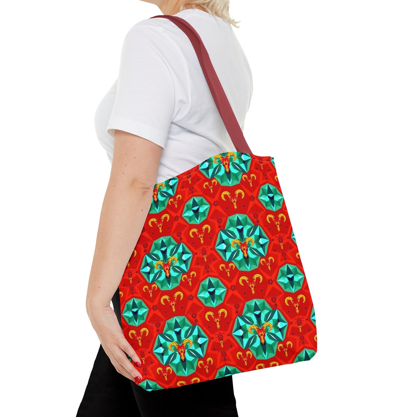 Tote Bag (AOP), Aries, Zodiac v1, Jewel Pattern
