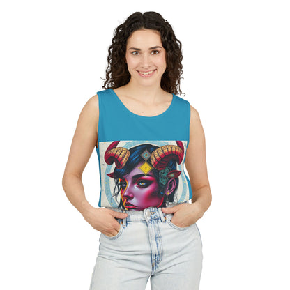 Unisex Garment-Dyed, Tank Top, Taurus Design, Pop Art v2, 100% US cotton