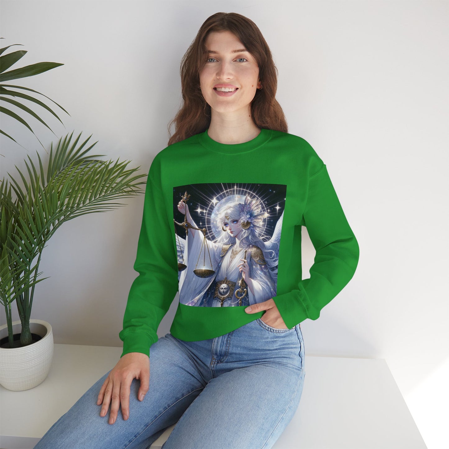 Unisex Heavy Blend™ Crewneck Sweatshirt,anime angel, Libra Zodiac Design