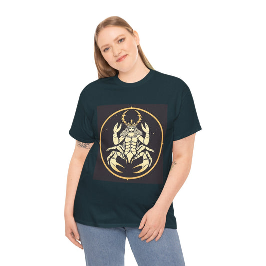 Unisex Heavy Cotton T-Shirt, Scorpio King, Print Art, Zodiac Design