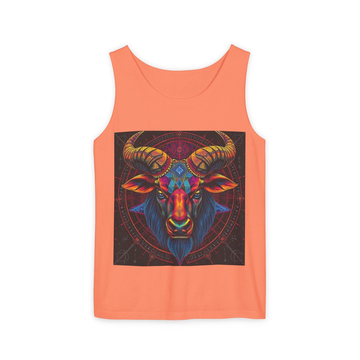 Unisex Garment-Dyed, Tank Top, Taurus Design, Pop Art v1, 100% US cotton