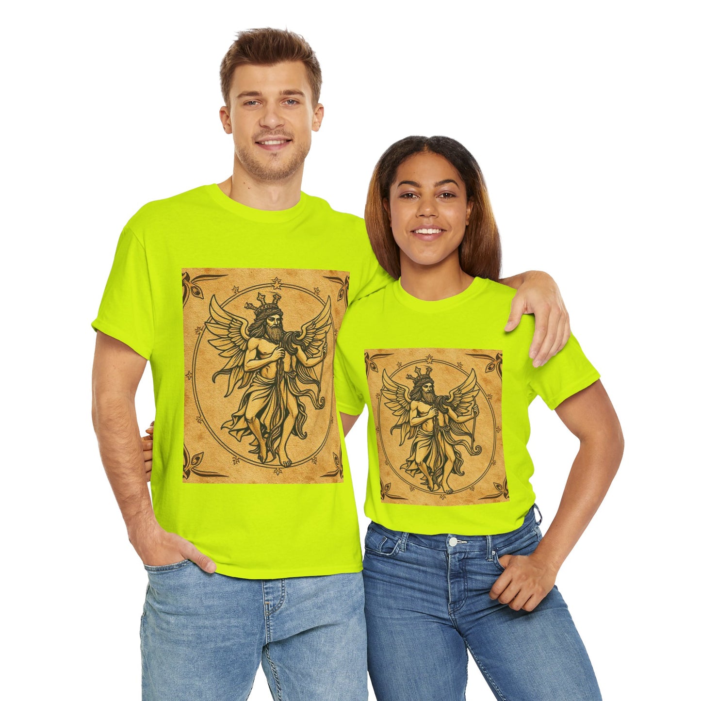 Unisex Heavy Cotton T-Shirt, Pencil Art, Gemini Zodiac Design