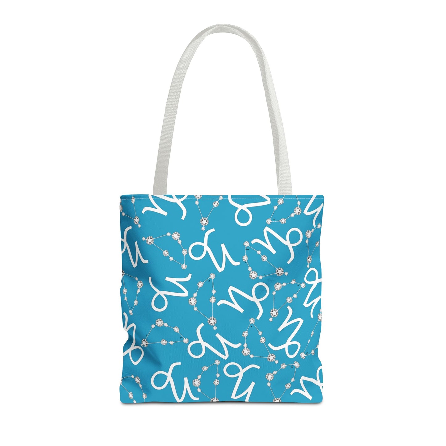 Tote Bag, Capricorn Zodiac Sign, AOP, (Turquoise, White)