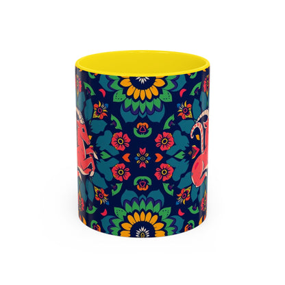 Accent Coffee Mug, Capricorn, Zodiac, Flower Pattern, (11, 15oz)
